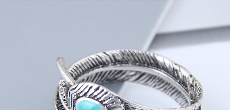 Vintage Silver Color+blue Leaf Shape Decorated Ring,Fashion Rings