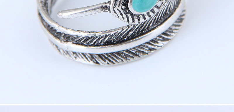 Vintage Silver Color+blue Leaf Shape Decorated Ring,Fashion Rings
