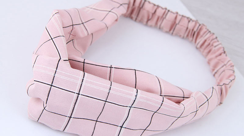 Sweet Pink Grid Pattern Decorated Hair Band,Hair Ribbons