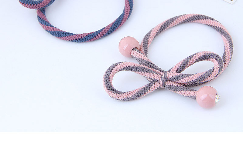 Sweet Pink+gray Bowknot Shape Design Hair Band,Hair Ring