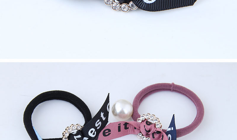 Sweet Black Pearls&diamond Decorated Hair Band,Hair Ring