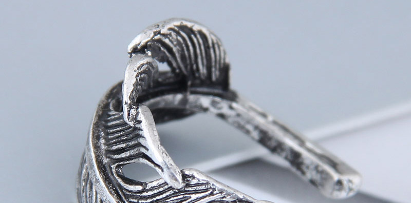 Vintage Antique Silver Feather Shape Design Opening Ring,Fashion Rings