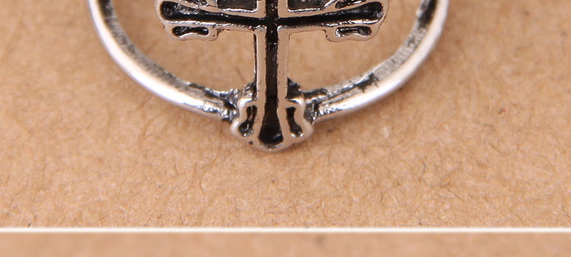 Vintage Antique Silver Cross Shape Decorated Opening Ring,Fashion Rings