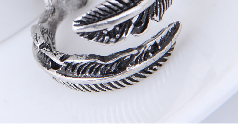 Vintage Antique Silver Leaf Shape Design Opening Ring,Fashion Rings