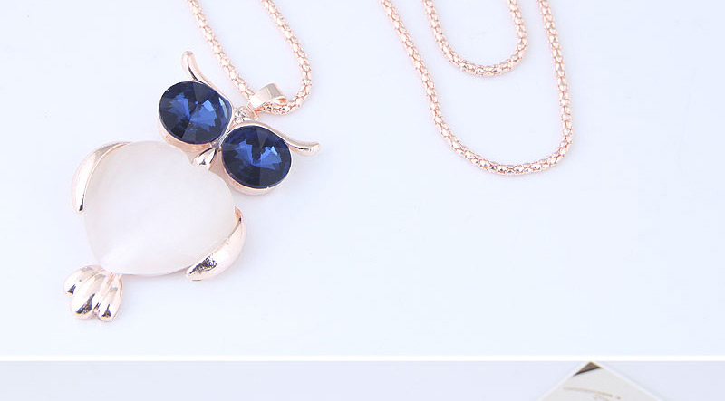 Fashion Rose Gold+blue Owl Pendant Decorated Long Necklace,Pendants