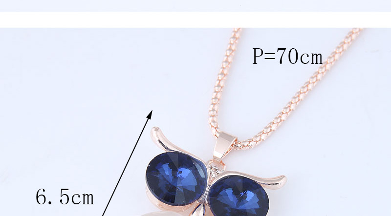 Fashion Rose Gold+blue Owl Pendant Decorated Long Necklace,Pendants