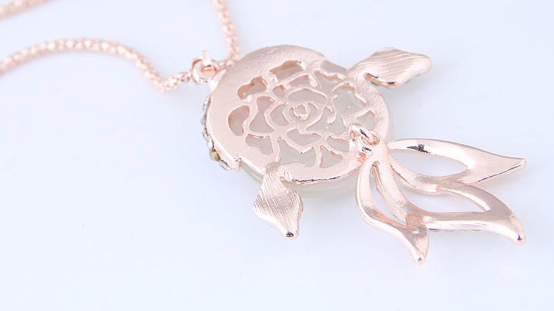 Fashion Rose Gold Goldfish Pendant Decorated Long Necklace,Pendants