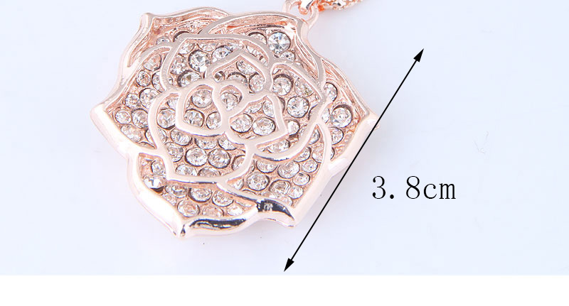 Fashion Rose Gold Flower Pendant Decorated Long Necklace,Pendants