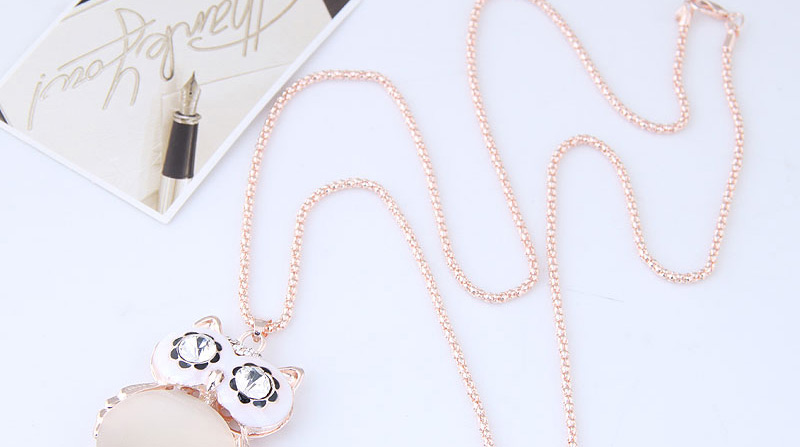 Fashion Rose Gold Owl Pendant Decorated Long Necklace,Pendants