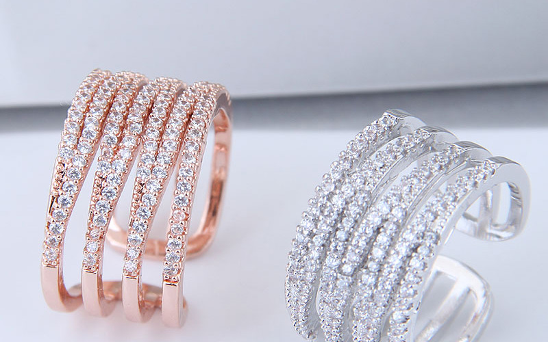Fashion Rose Gold Multi Layer Design Opening Ring,Fashion Rings