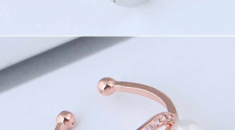 Fashion Rose Gold Pearl&diamond Deocrated Opening Ring,Fashion Rings