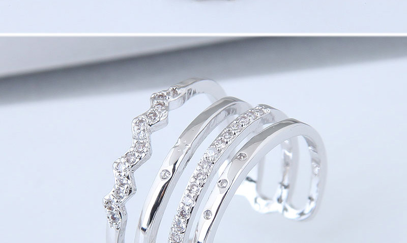 Fashion Silver Color Diamond Decorated Multi-layer Opening Ring,Fashion Rings