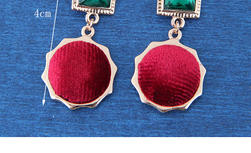 Fashion Red+green Square Shape Decorated Earrings,Drop Earrings