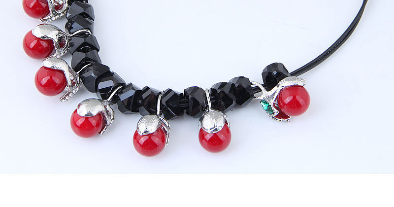 Fashion Black+red Cherry Shape Decorated Necklace,Bib Necklaces