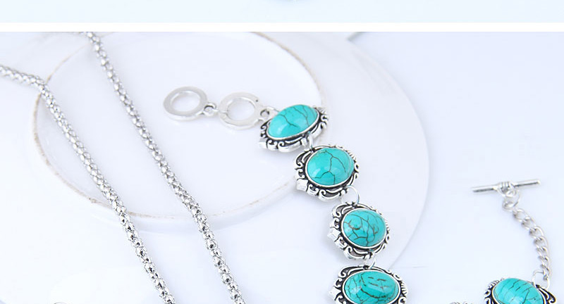 Fashion Green Oval Shape Decorated Necklace,Jewelry Sets