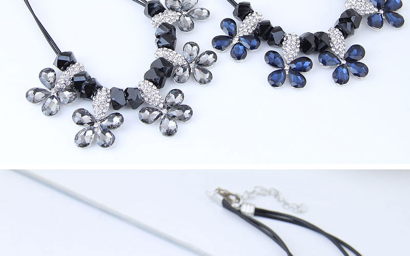 Fashion Gray Flower Shape Decorated Necklace,Bib Necklaces