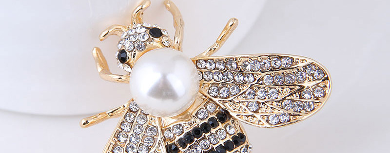 Fashion Gold Color+white Bee Shape Decorated Brooch,Korean Brooches