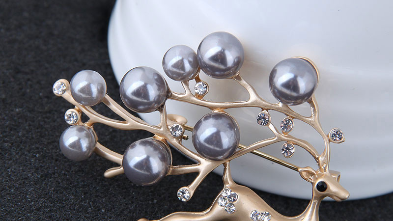 Fashion Gold Color+gray Deer Shape Decorated Brooch,Korean Brooches