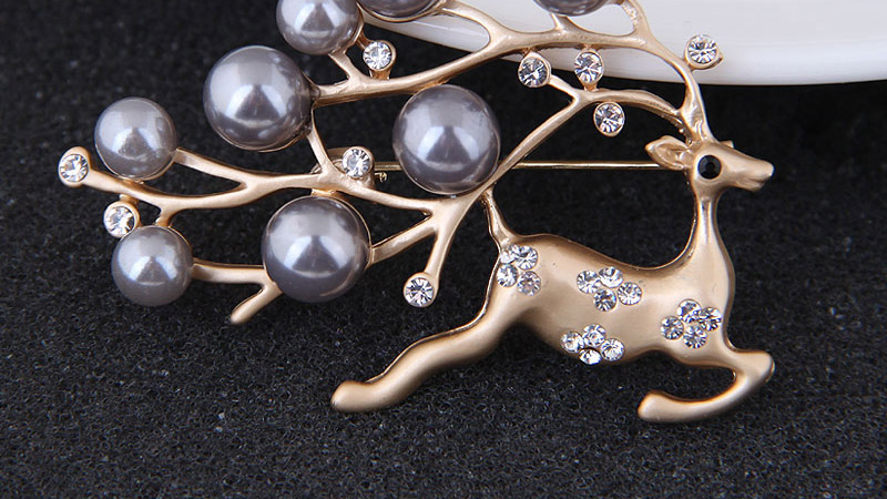 Fashion Gold Color+gray Deer Shape Decorated Brooch,Korean Brooches