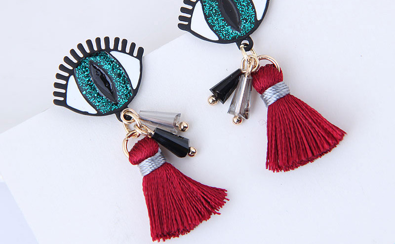 Fashion Red Tassel Decorated Earrings,Drop Earrings