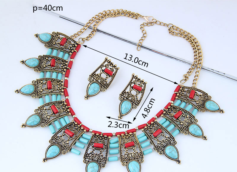 Vintage Red Water Drop Shape Decorated Jewelry Set,Jewelry Sets