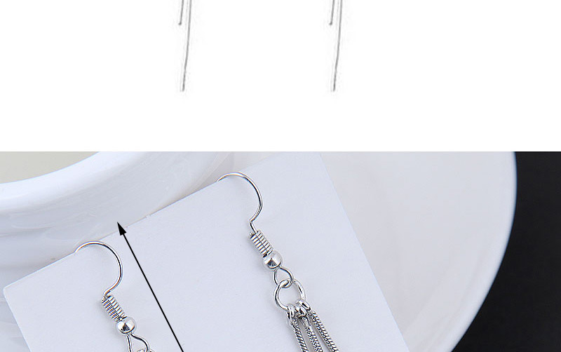 Fashion Silver Color Tassel Decorated Pure Color Earrings,Drop Earrings