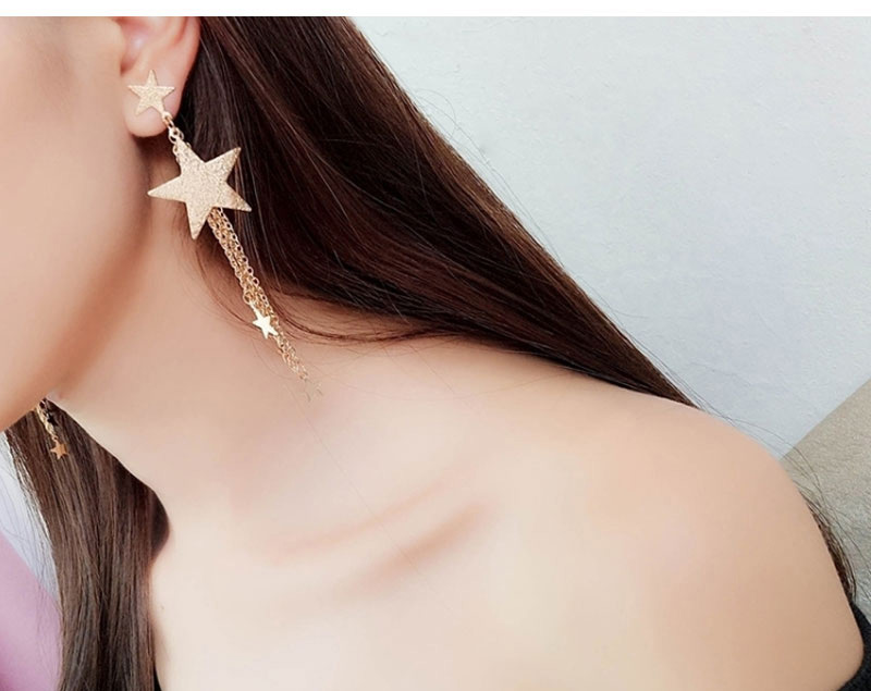 Fashion Gold Color Stars Shape Decorated Long Earrings,Drop Earrings