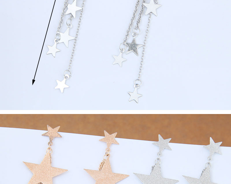 Fashion Silver Color Stars Shape Decorated Long Earrings,Drop Earrings