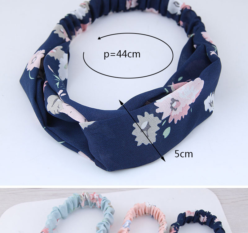 Sweet Blue Flowers Pattern Decorated Wide Hair Band,Hair Ribbons