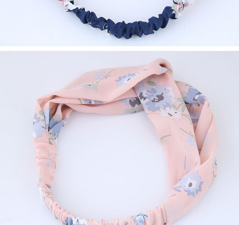 Sweet Dark Blue Flowers Pattern Decorated Wide Hair Band,Hair Ribbons