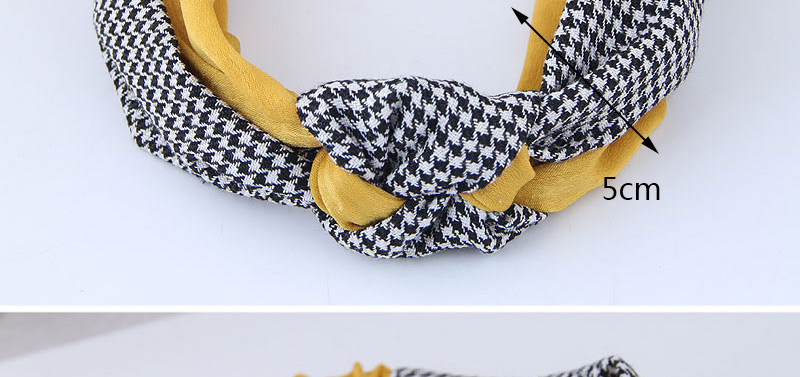 Sweet Yellow+black Grid Pattern Decorated Wide Hair Band,Hair Ribbons
