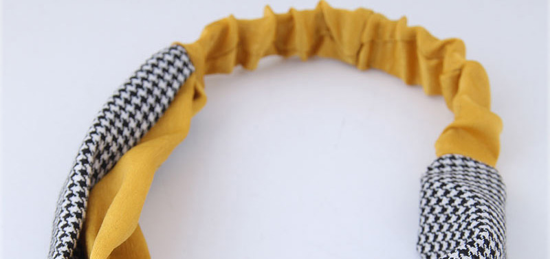 Sweet Yellow+black Grid Pattern Decorated Wide Hair Band,Hair Ribbons