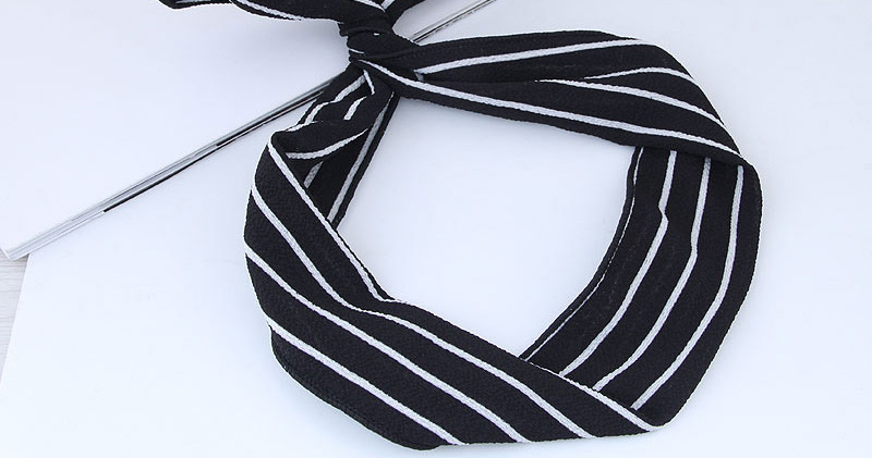Sweet Black+white Stripe Pattern Decorated Wide Hair Band,Hair Ribbons