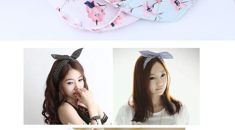 Sweet Blue+pink Flowers Pattern Design Ears Shape Hair Band,Hair Ribbons