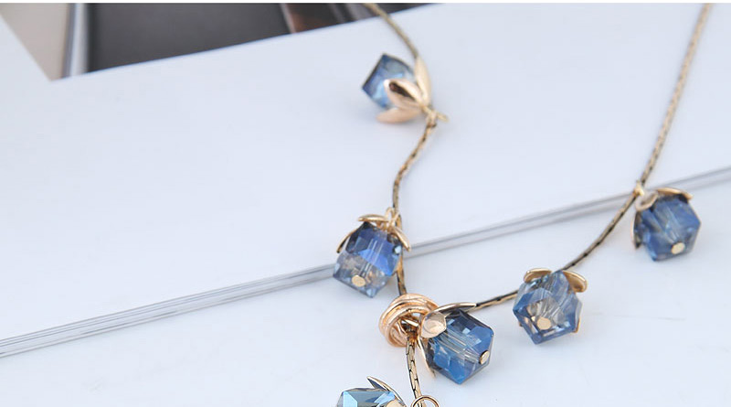 Fashion Blue Square Shape Decorated Necklace,Multi Strand Necklaces