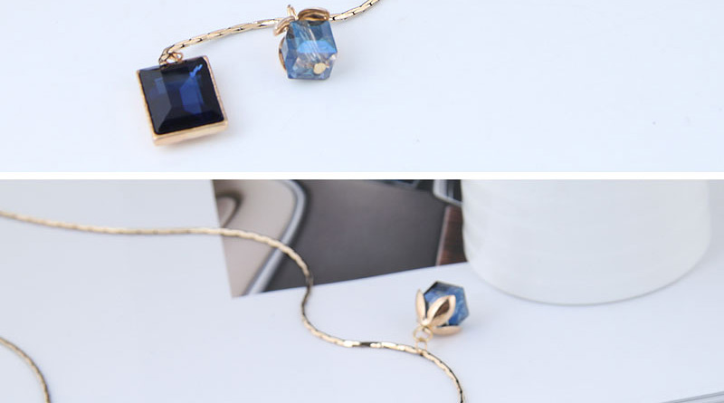 Fashion Blue Square Shape Decorated Necklace,Multi Strand Necklaces