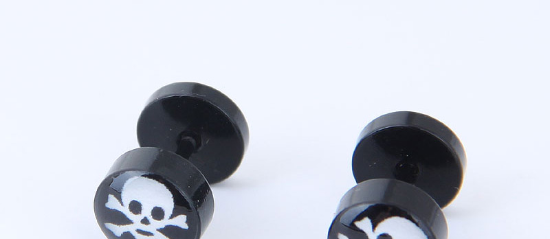 Fashion Black Skull Pattern Decorated Earrings,Earrings