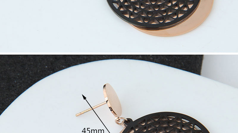Fashion Rose Gold +black Cobweb Shape Design Earrings,Earrings
