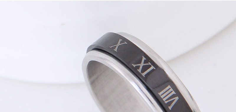 Trendy Black+silver Color Letter Pattern Decorated Ring,Fashion Rings
