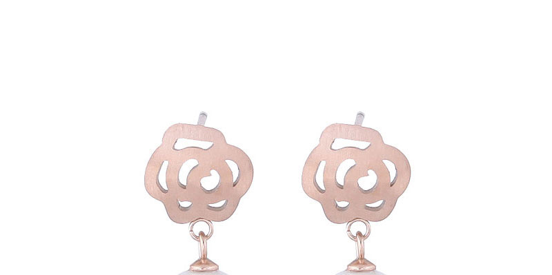 Fashion Rose Gold +white Flower Shape Decorated Earrings,Earrings