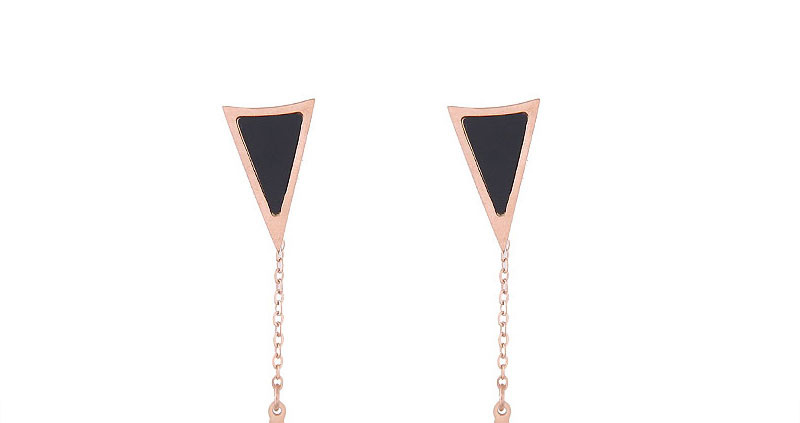 Fashion Rose Gold Triangle Shape Decorated Earrings,Earrings