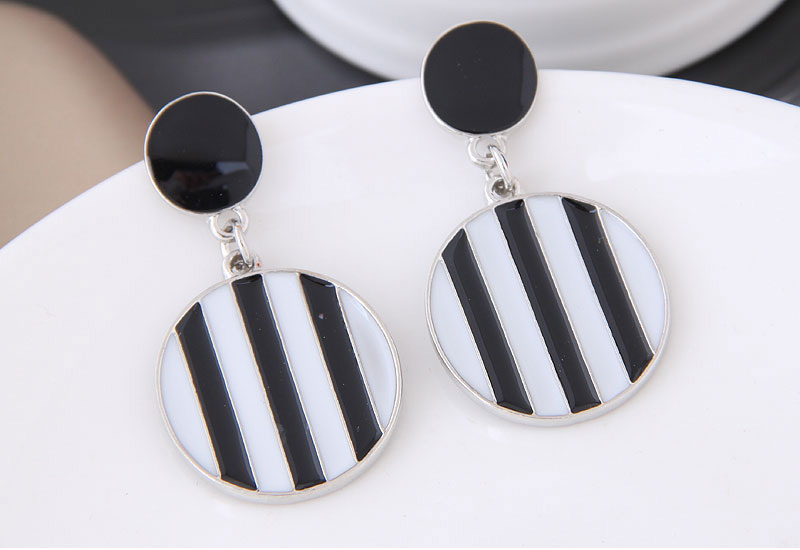 Fashion Black Stripe Pattern Decorated Earrings,Drop Earrings