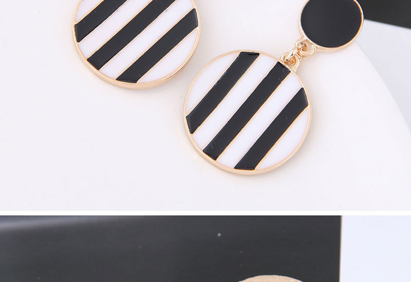 Fashion Black Stripe Pattern Decorated Earrings,Drop Earrings