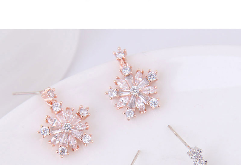 Fashion Rose Gold Snowflower Shape Decorated Earrings,Stud Earrings