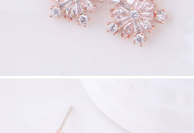 Fashion Rose Gold Snowflower Shape Decorated Earrings,Stud Earrings