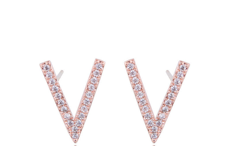 Fashion Gold Color Letter V Shape Decorated Earrings,Stud Earrings