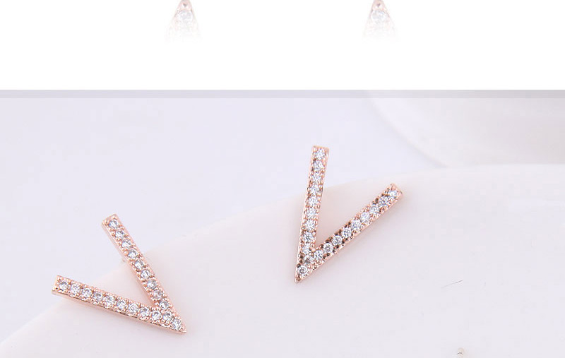 Fashion Gold Color Letter V Shape Decorated Earrings,Stud Earrings