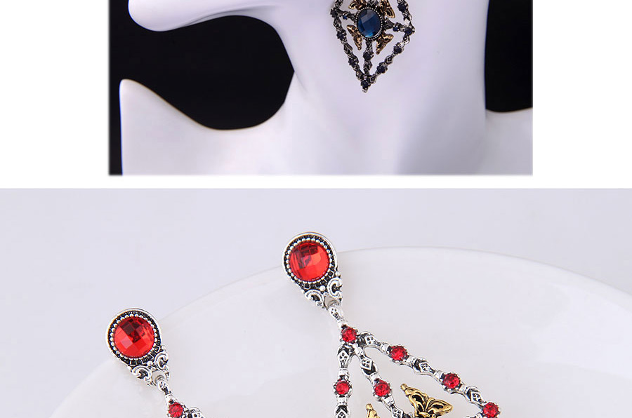 Elegant Red Rhombus Shape Design Hollow Out Earrings,Drop Earrings