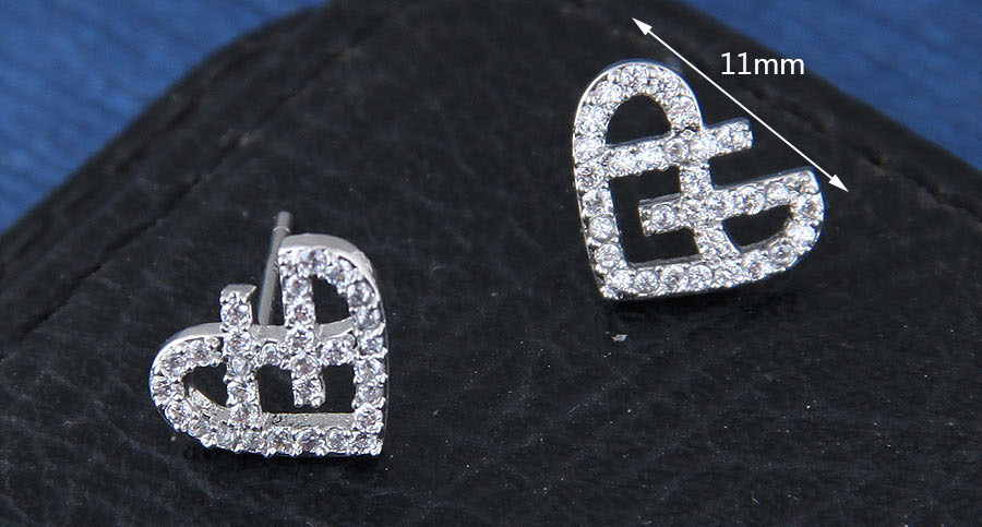 Sweet Silver Color Heart Shape Design Pure Color Earrings,Stud Earrings