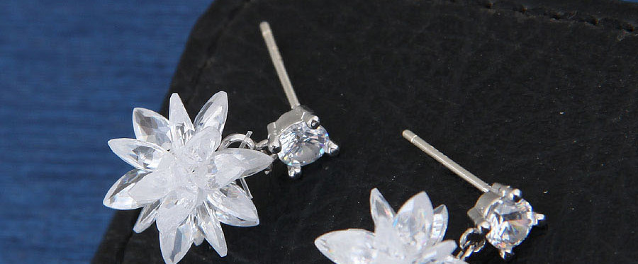 Sweet Silver Color Flower Shape Design Pure Color Earrings,Stud Earrings